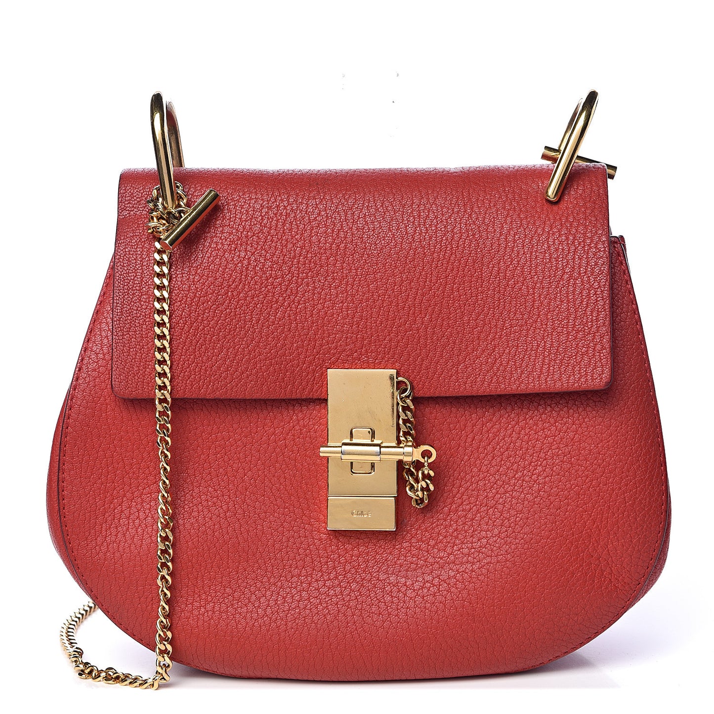 Grained Lambskin Drew Shoulder Bag Plaid Red