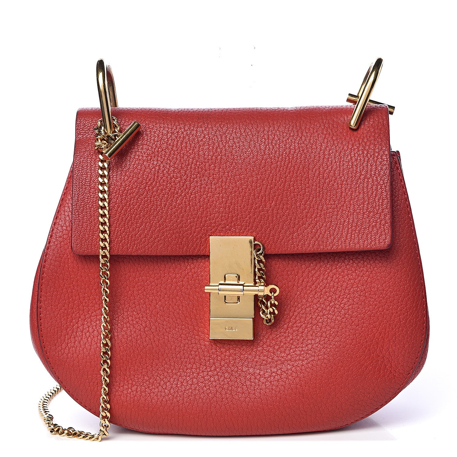Chloe Grained Lambskin Drew Shoulder Bag Plaid Red 1 of 18