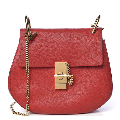 Chloe Grained Lambskin Drew Shoulder Bag Plaid Red 1 of 18