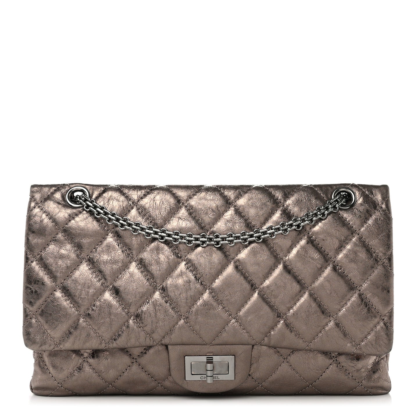 Metallic Aged Calfskin Quilted 2.55 Reissue 227 Flap Pewter
