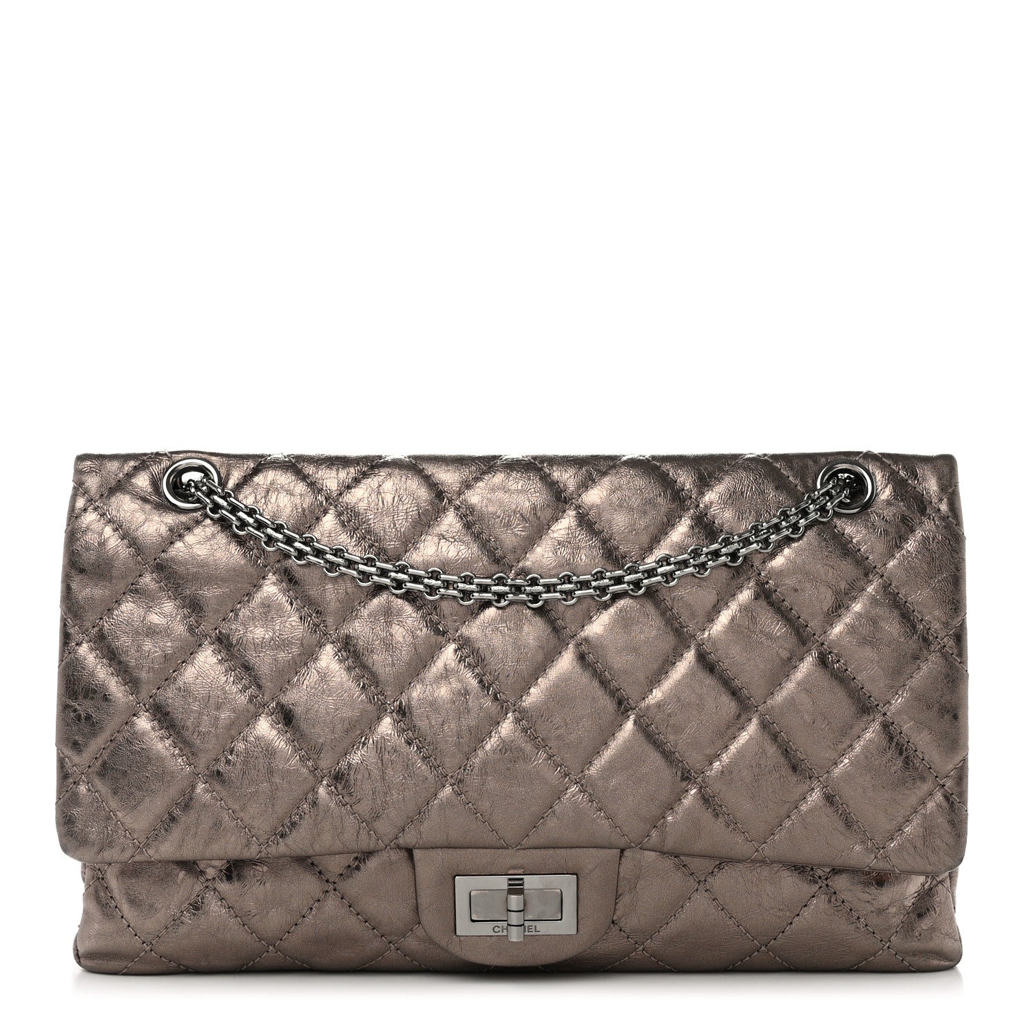 Chanel Metallic Aged Calfskin Quilted 2.55 Reissue 227 Flap Pewter 1 of 10