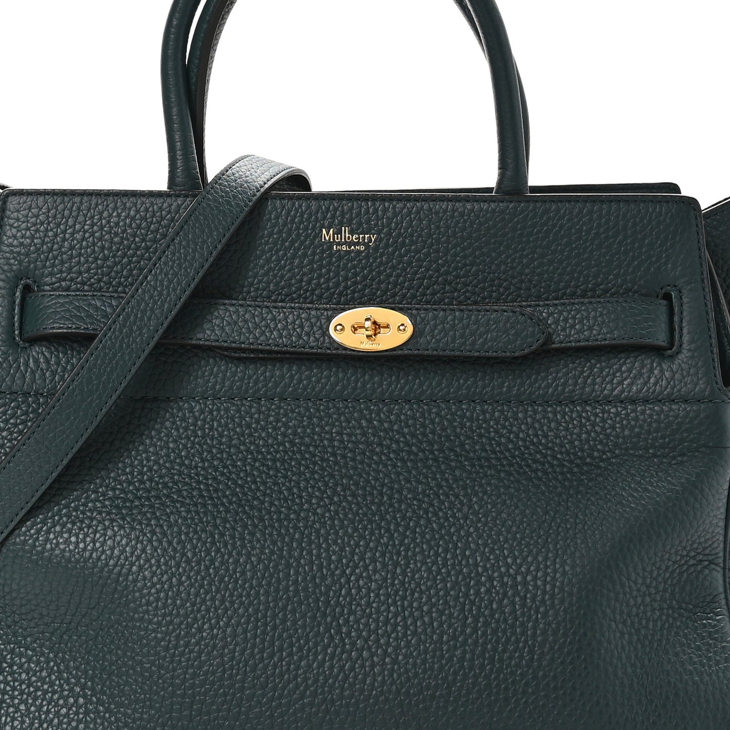 Heavy Grain Belted Bayswater Tote Mulberry Green