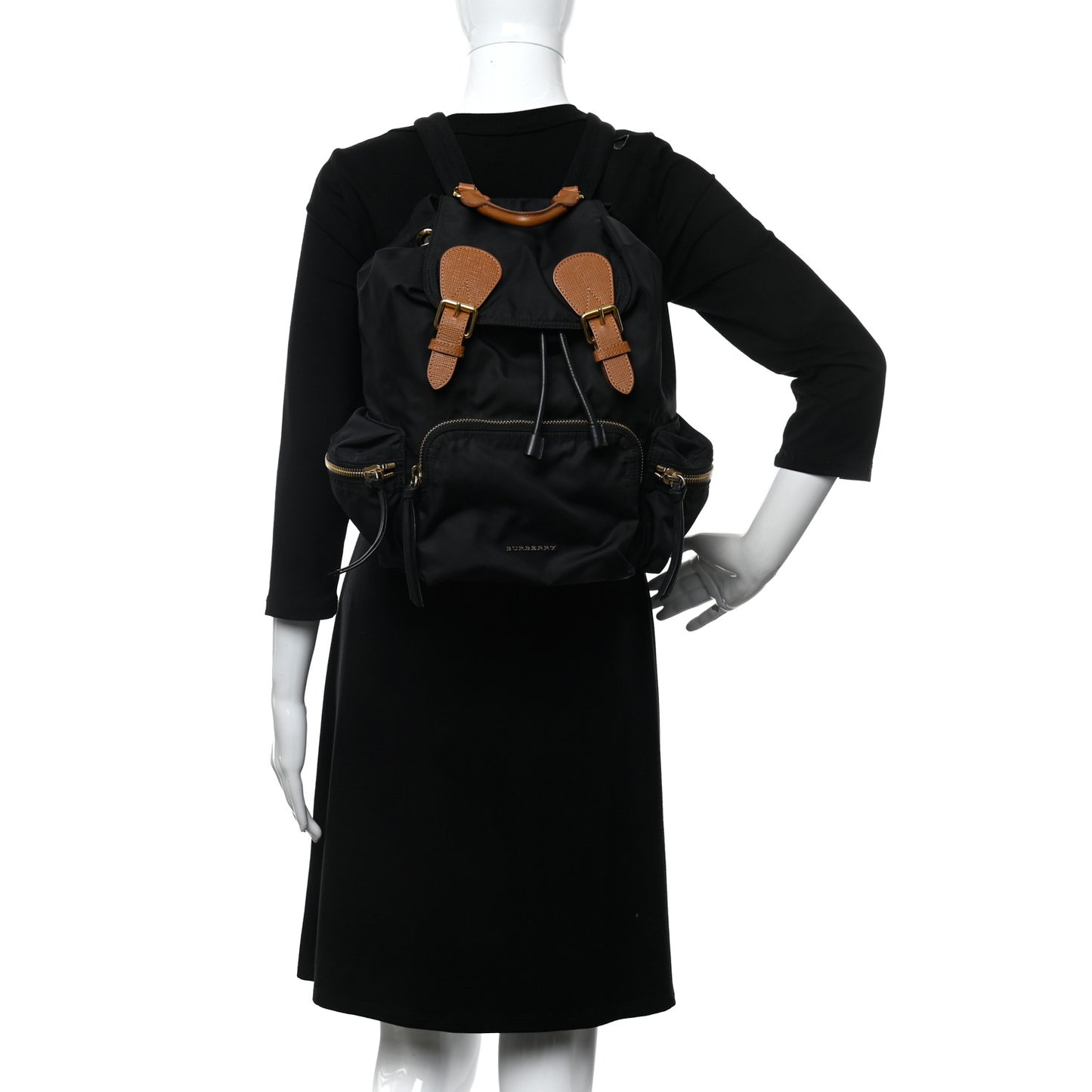 Nylon Medium Rucksack Backpack Black