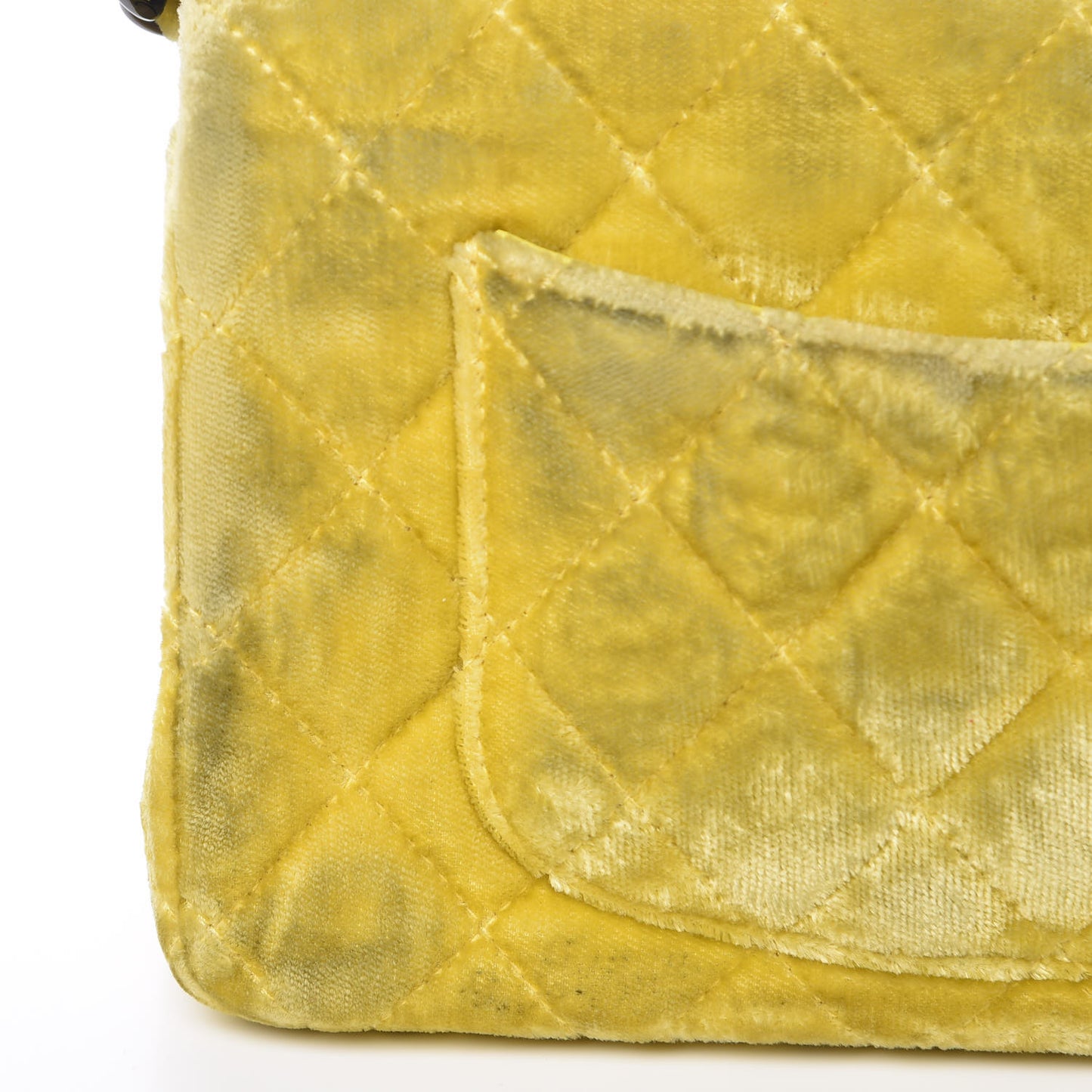 Velvet Quilted Mini Rectangular Flap Yellow