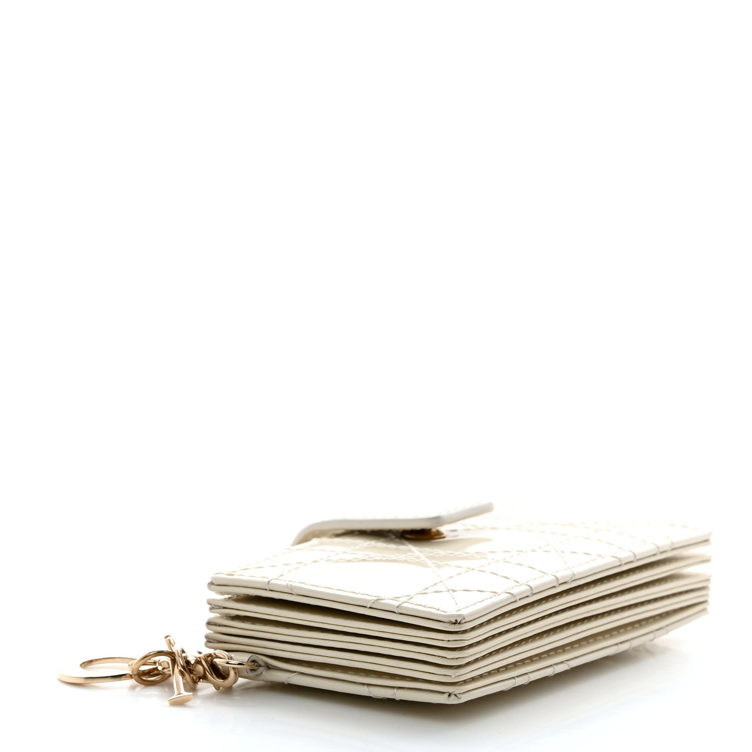 Christian Dior Patent Cannage Lady Dior 5-Gusset Card Holder White 4 of 7