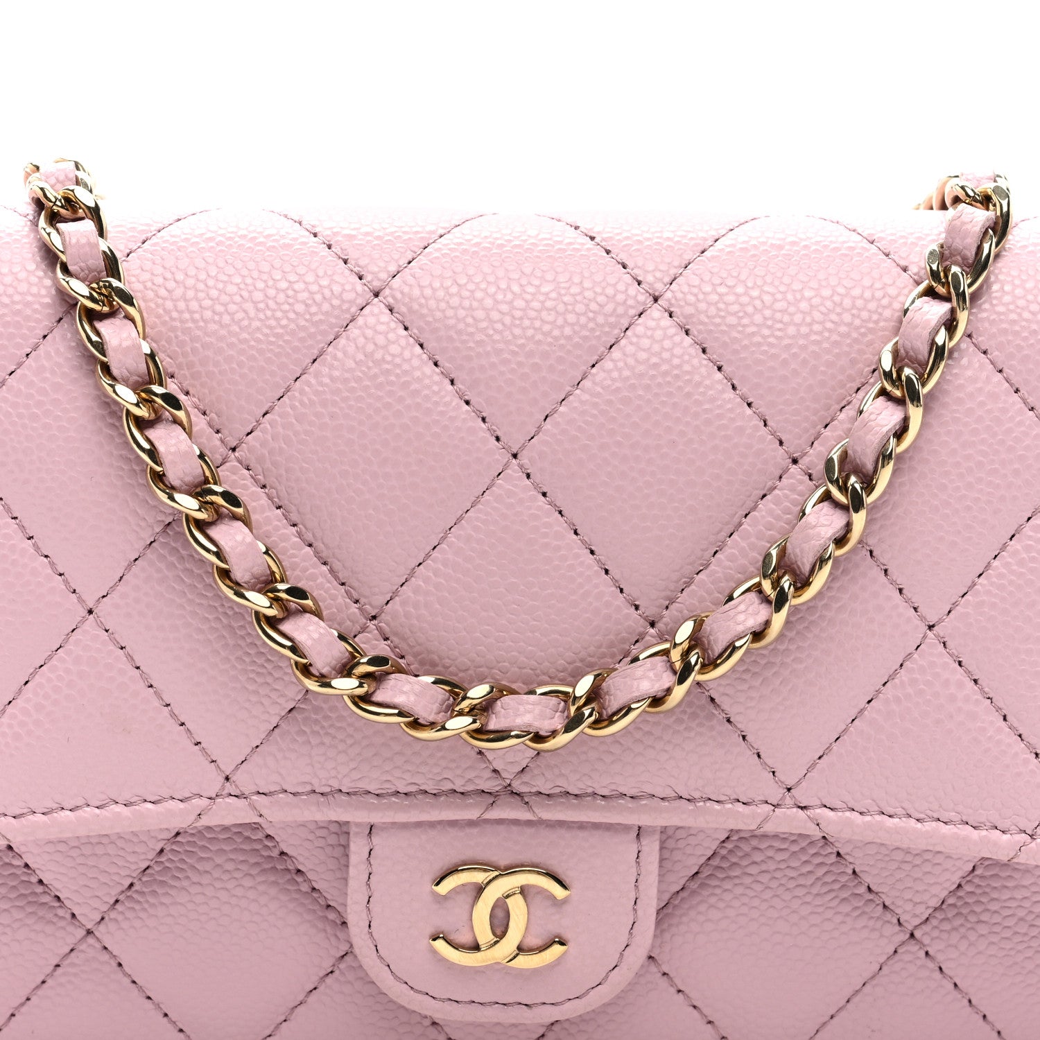 Chanel Caviar Quilted Flap Clutch with Chain Pink 8 of 10
