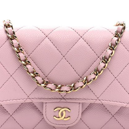 Chanel Caviar Quilted Flap Clutch with Chain Pink 8 of 10