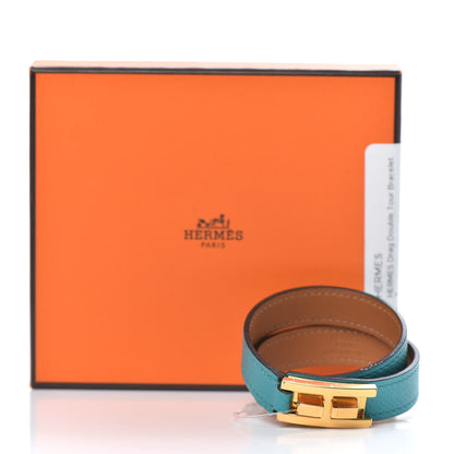 Hermes Epsom Drag Double Tour Bracelet T2 Bleu Paon 8 of 8