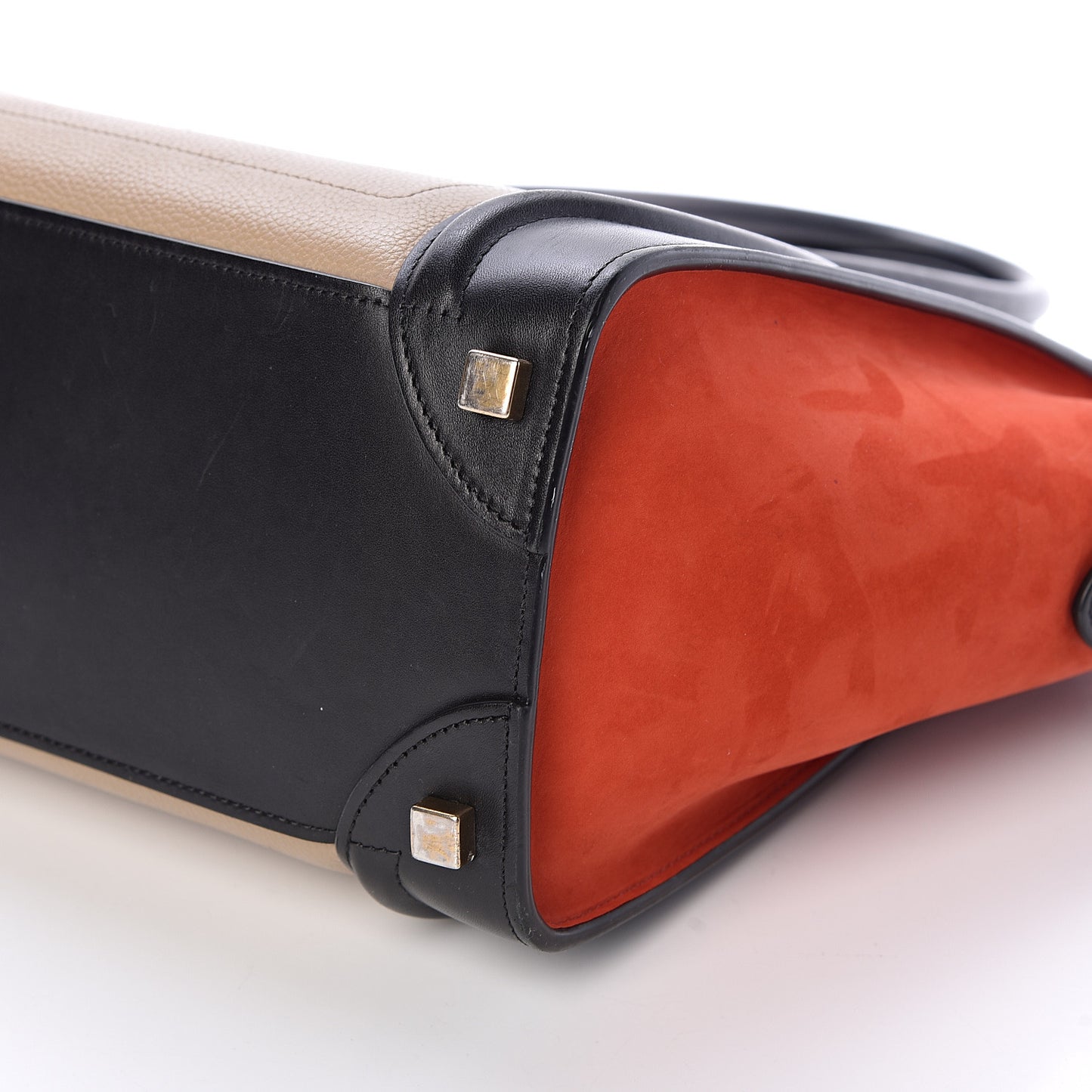 Drummed Calfskin Nubuck Tri-color Micro Luggage Natural