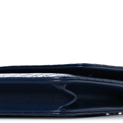 Chanel Caviar Chevron Quilted Wallet On Chain WOC Navy 11 of 12