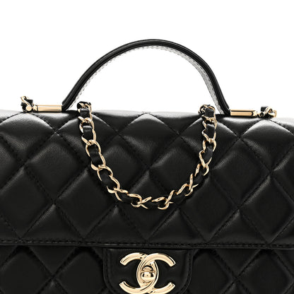Chanel Lambskin Quilted Small Top Handle Square Flap Black 8 of 10
