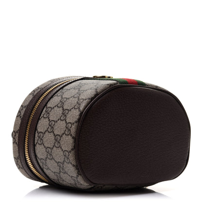 Gucci GG Supreme Monogram Textured Calfskin Web Ophidia Vanity Cosmetic Case Beige Ebony New Acero 4 of 12