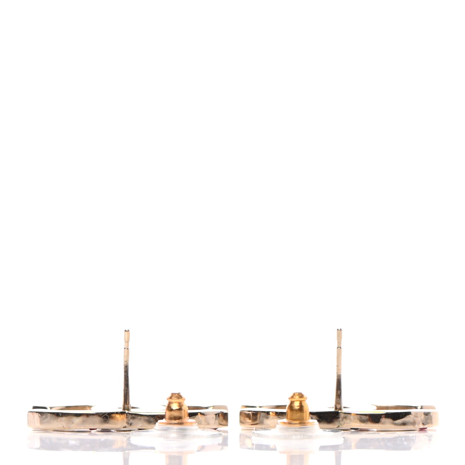 Chanel Crystal Enamel Large CC Earrings Gold Black White Pink 3 of 4