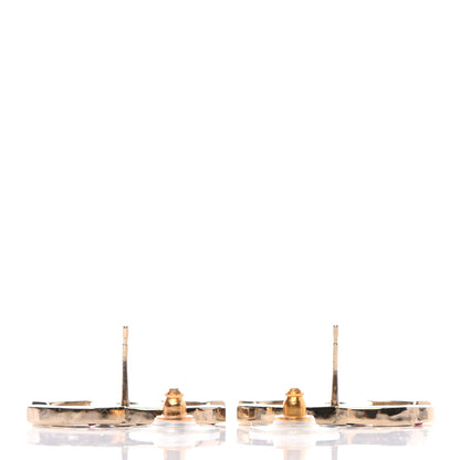 Chanel Crystal Enamel Large CC Earrings Gold Black White Pink 3 of 4