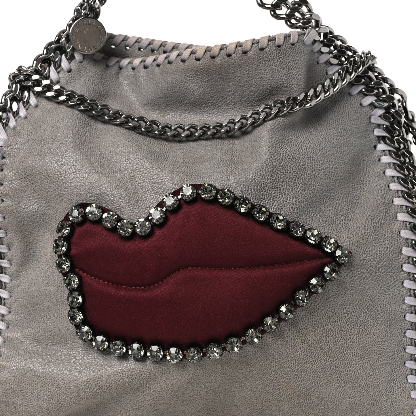Shaggy Deer Mini Lips Falabella Fold Over Tote Grey