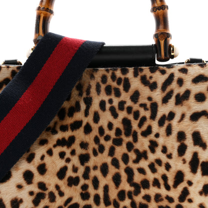 Gucci Calf Hair Bamboo Web Leopard Print Mini Nymphaea Top Handle Bag 8 of 11