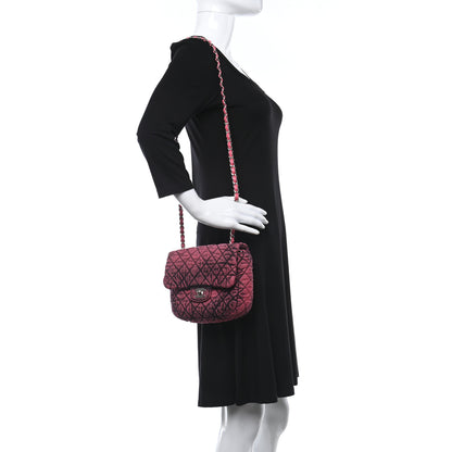 Chanel Washed Denim Quilted Small Denimpression Flap Red Black 2 of 9