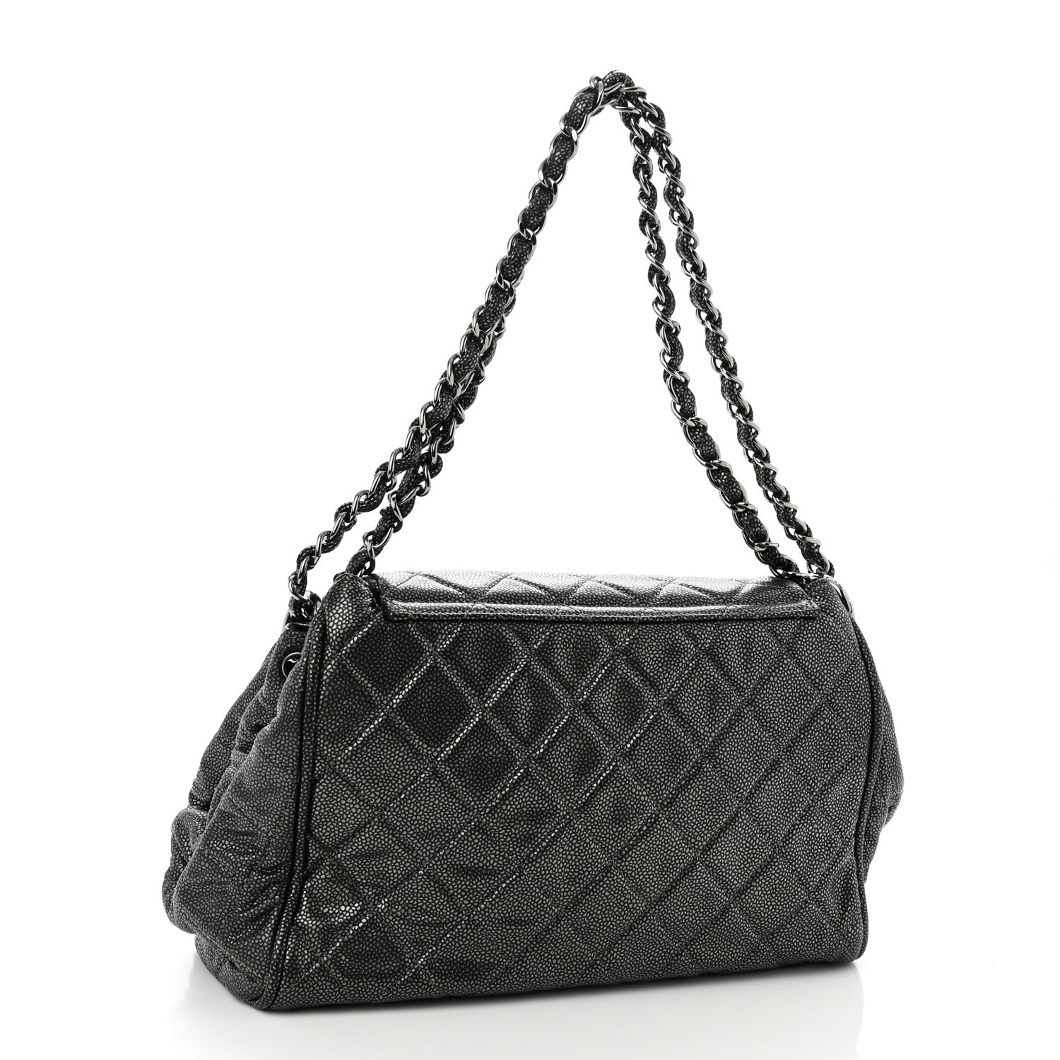 Chanel Metallic Caviar Quilted Timeless Accordion Flap Dark Silver 5 of 12
