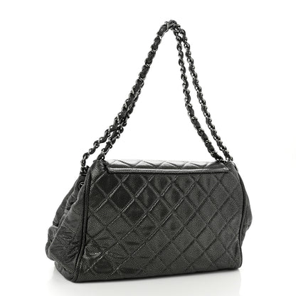 Chanel Metallic Caviar Quilted Timeless Accordion Flap Dark Silver 5 of 12