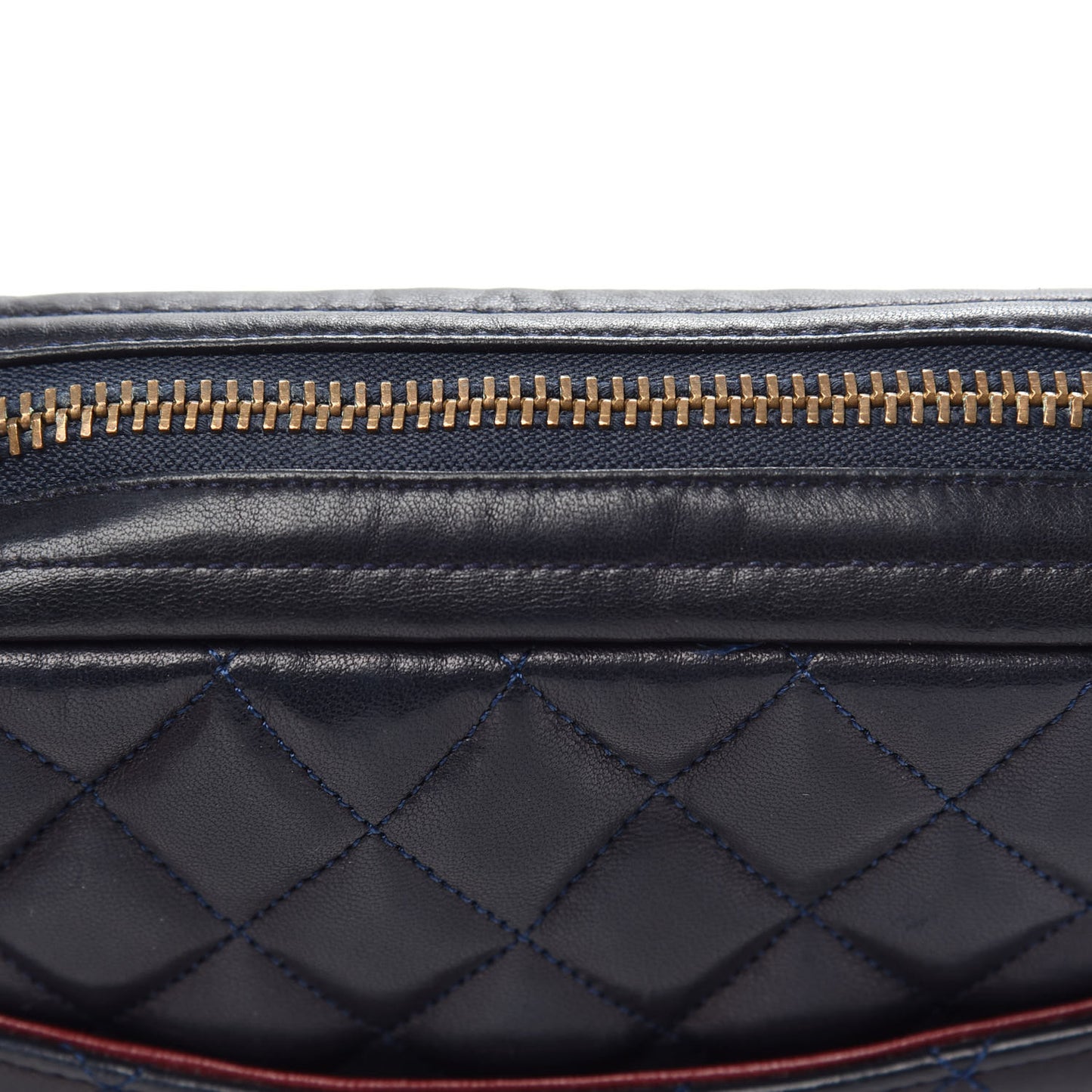 Lambskin Quilted Camera Case Navy Blue