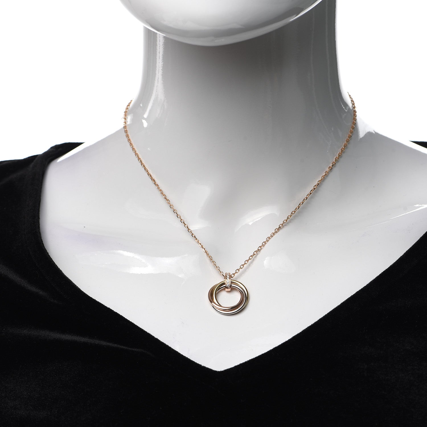 Cartier 18K Pink White Yellow Gold Diamond Trinity Pendant Necklace 2 of 5