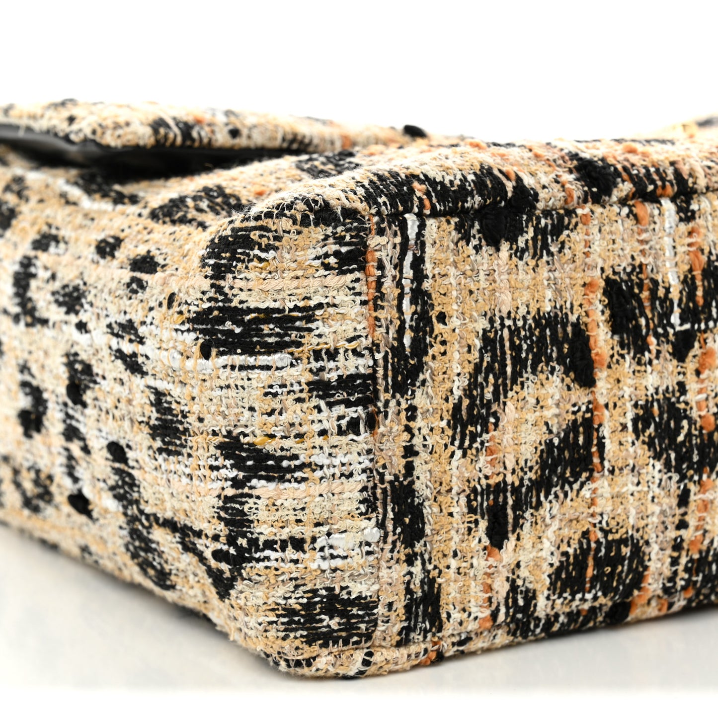 Tweed Mixed Fibers Leopard Print Souplissimo Maxi Flap Brown Black White