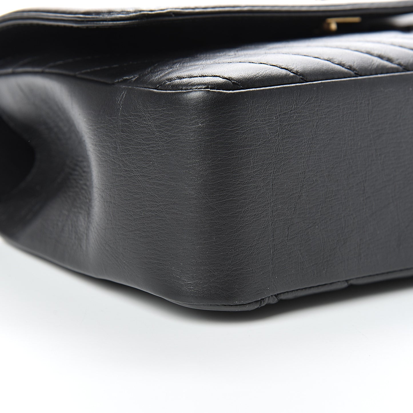 Calfskin Chevron Quilted Top Handle Flap Black