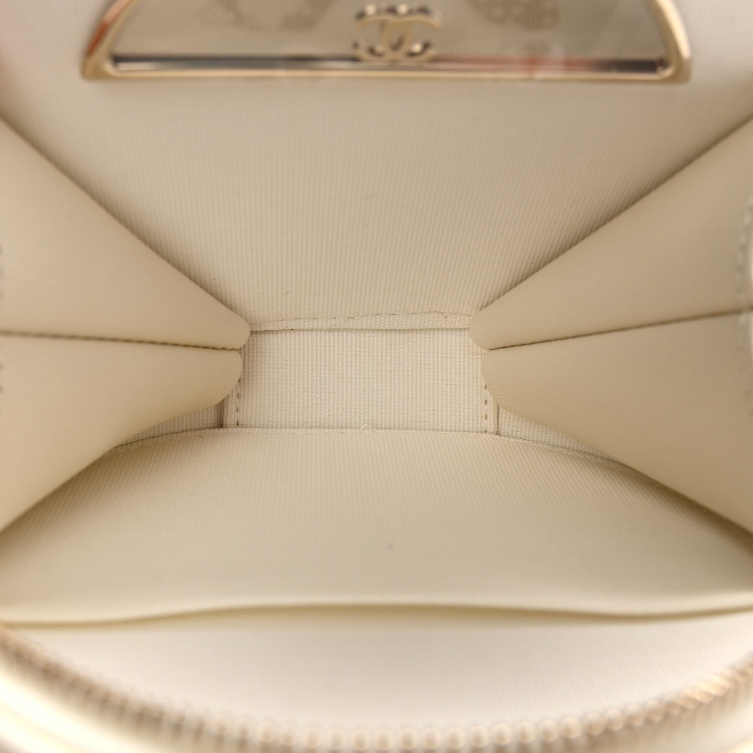 Chanel Caviar Quilted Round Handle With Care Vanity With Chain White 5 of 12