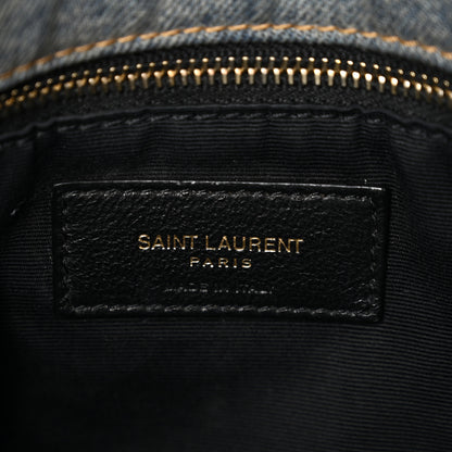 Saint Laurent Denim Quilted Medium Loulou Puffer Monogram Chain Satchel Blue Cinnamon 6 of 10