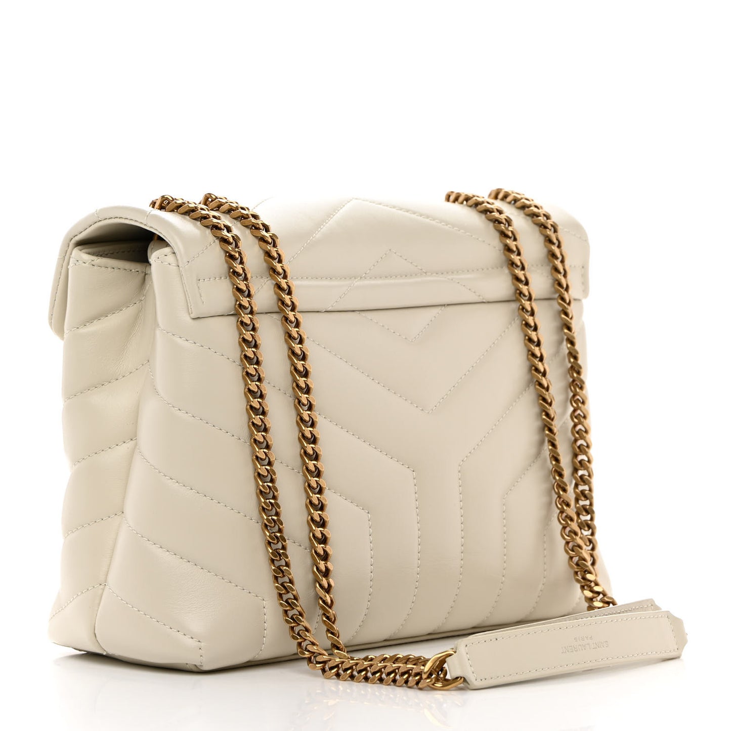 Calfskin Y Quilted Monogram Small Loulou Chain Satchel Crema Soft