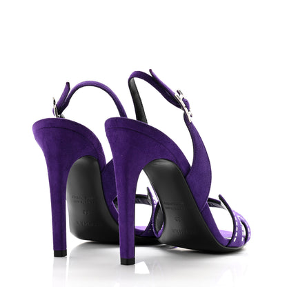 Hermes Suede Goatskin Crystal Heden 80 Sandals 38 Violet Majorette 4 of 10
