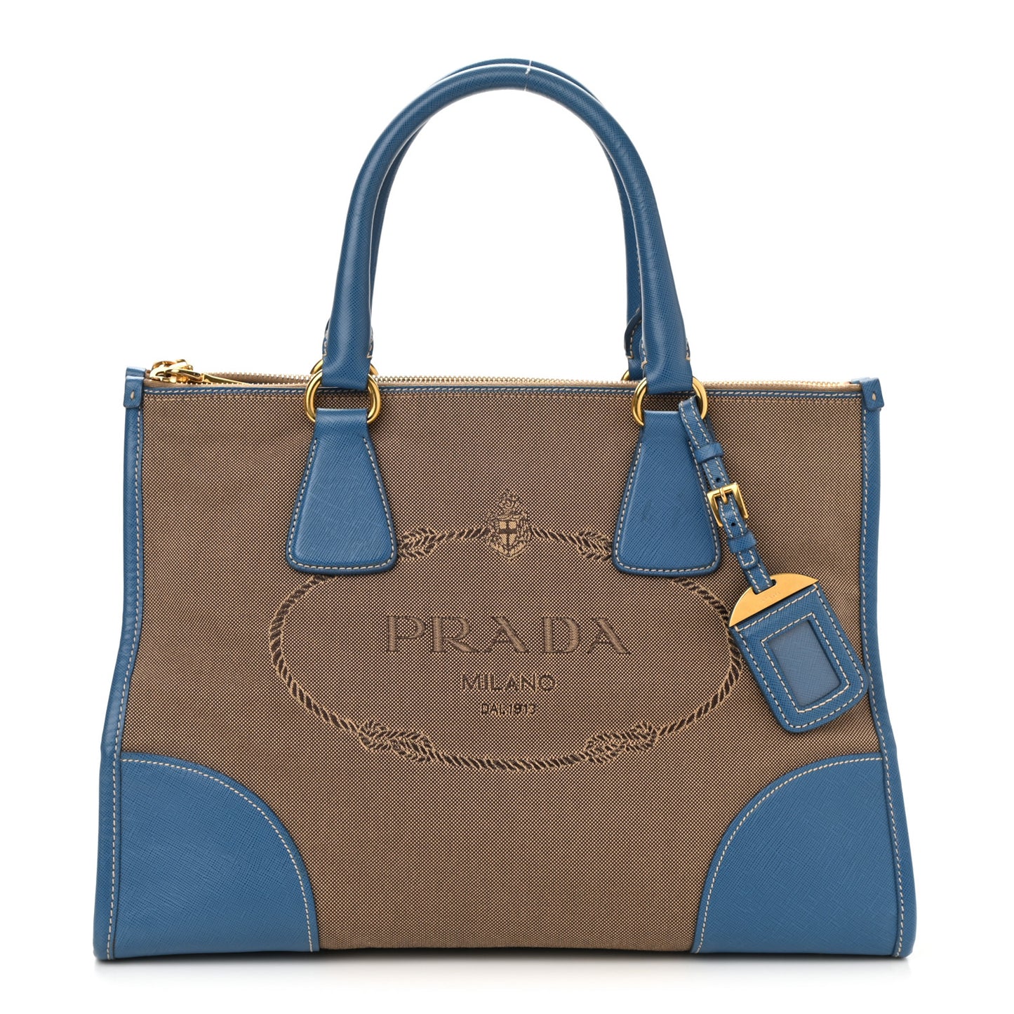 Jacquard Logo Tote Azzurro
