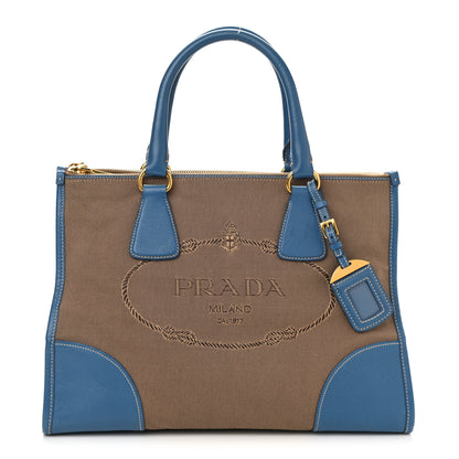 Prada Jacquard Logo Tote Azzurro 1 of 22
