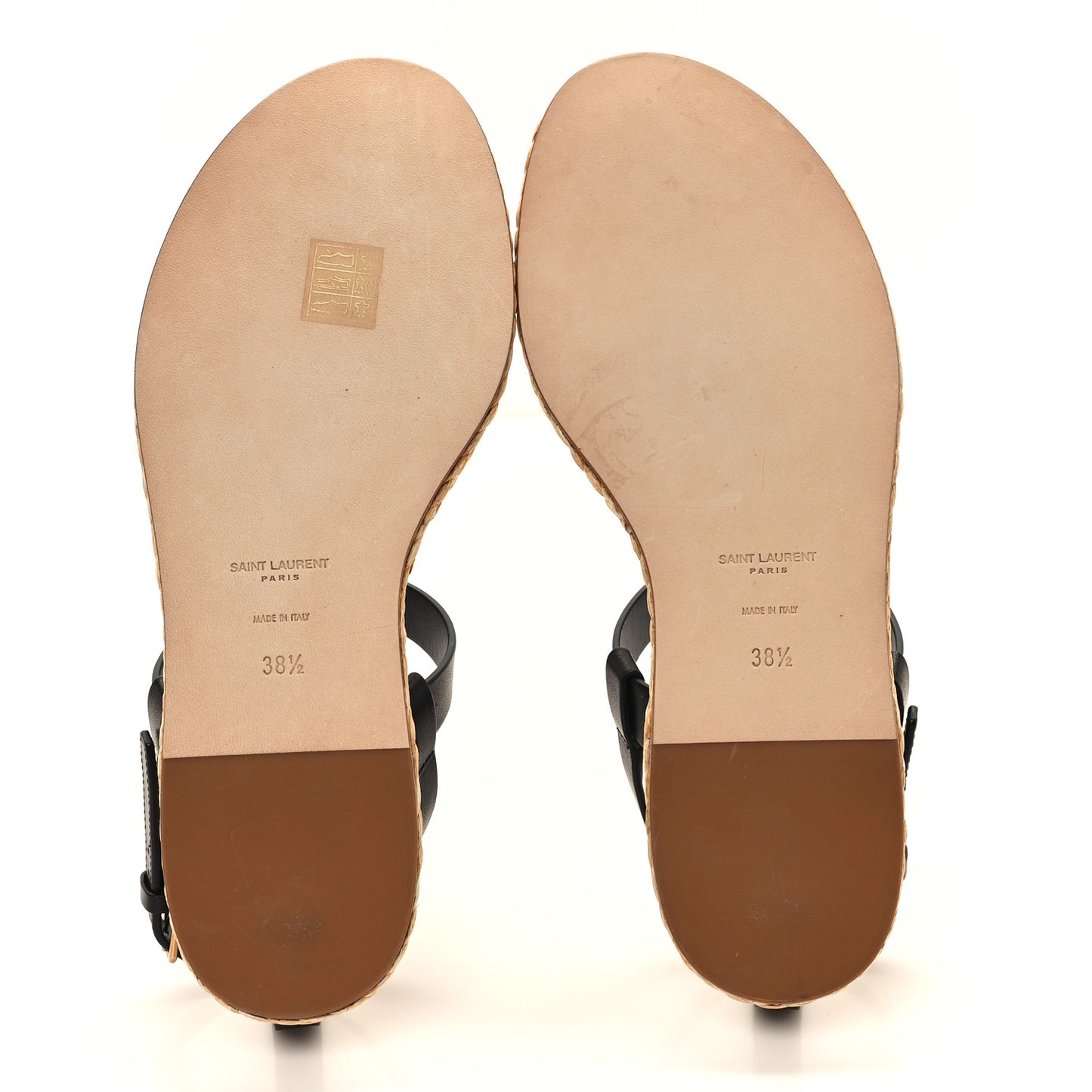 Calfskin Raffia Cassandra Monogram Sandals 38.5 Black