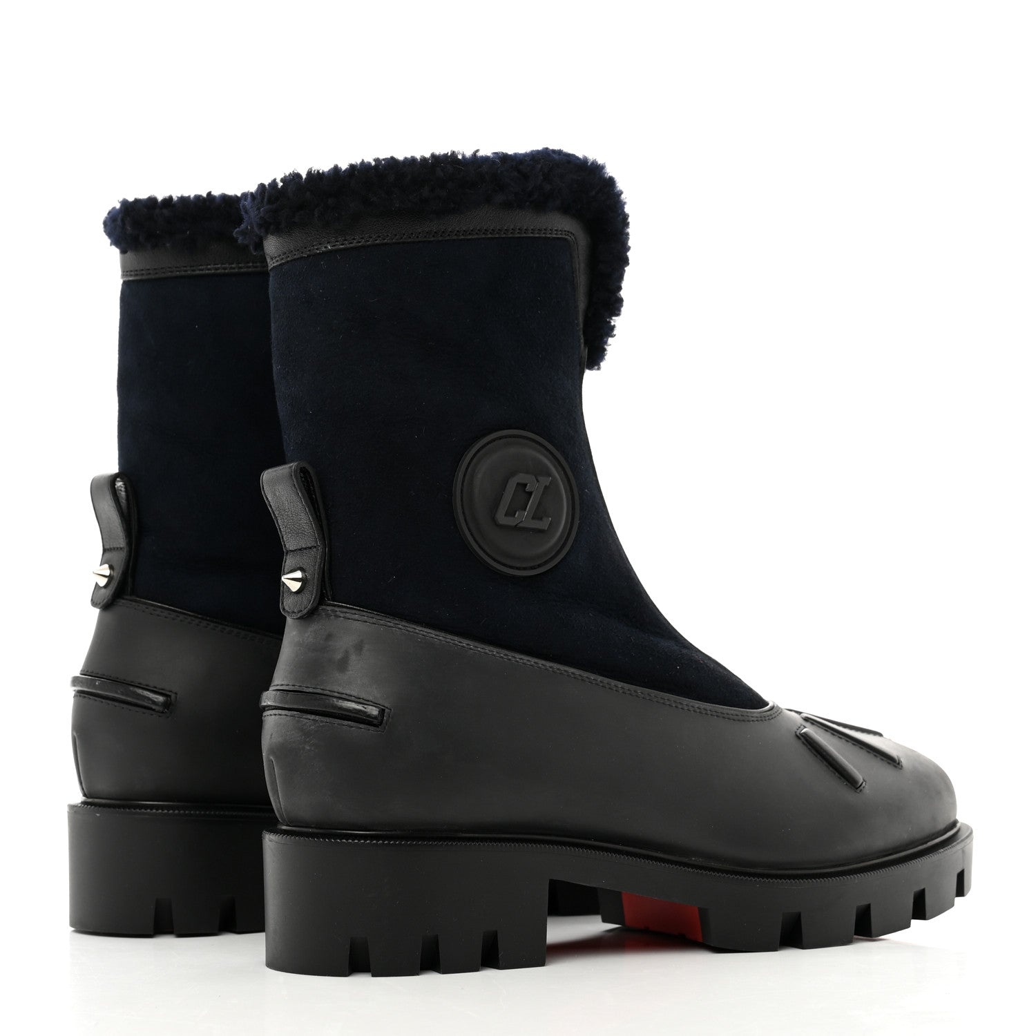 Christian Louboutin Kid Calfskin Shearling Glory Flat Boot 38.5 Version Black 4 of 9