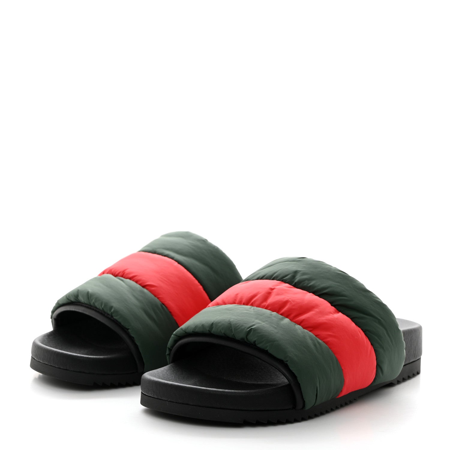 Gucci Nylon Web Womens Slide Sandals 37 Black Green Red 3 of 7