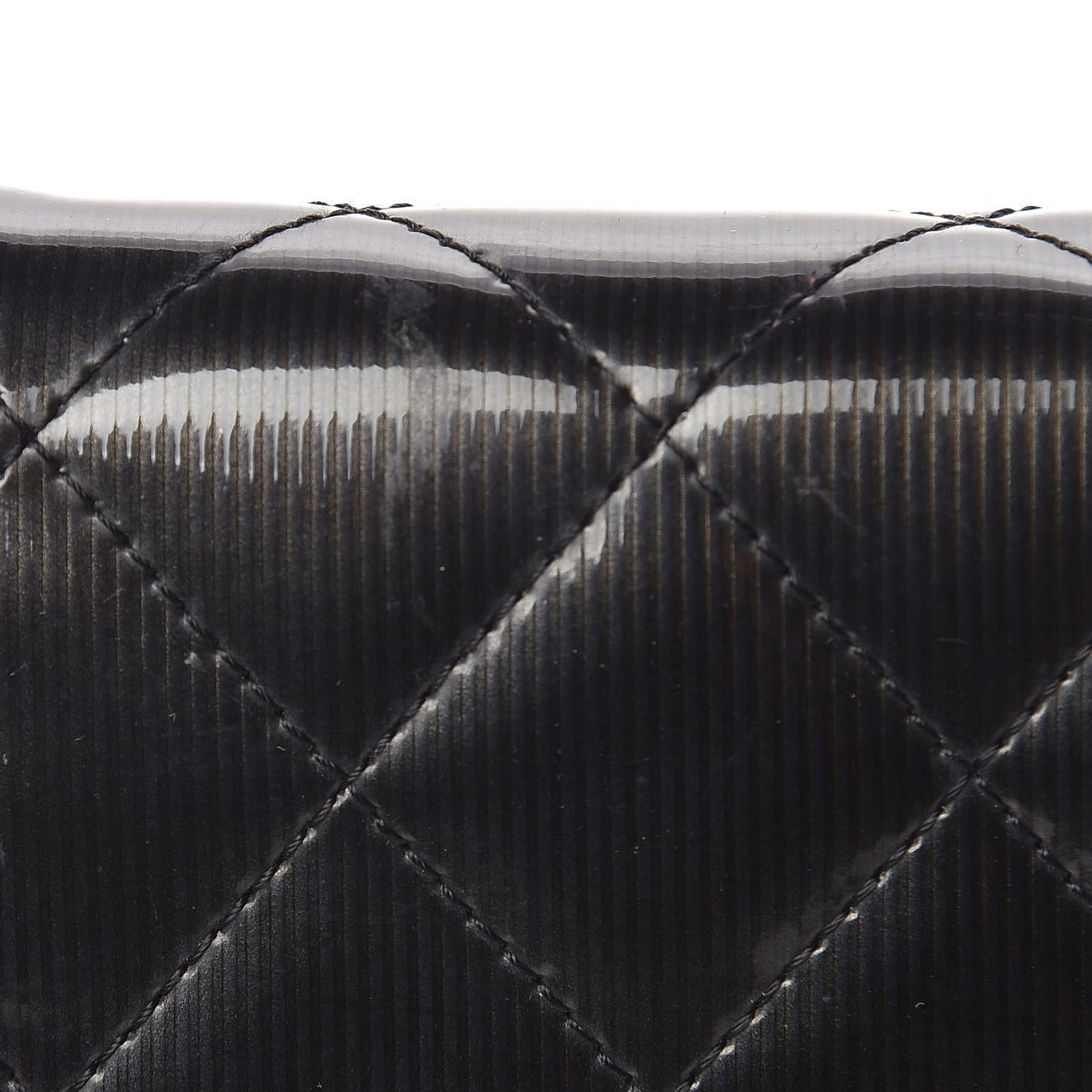 Striated Patent Quilted Wallet on Chain WOC Black