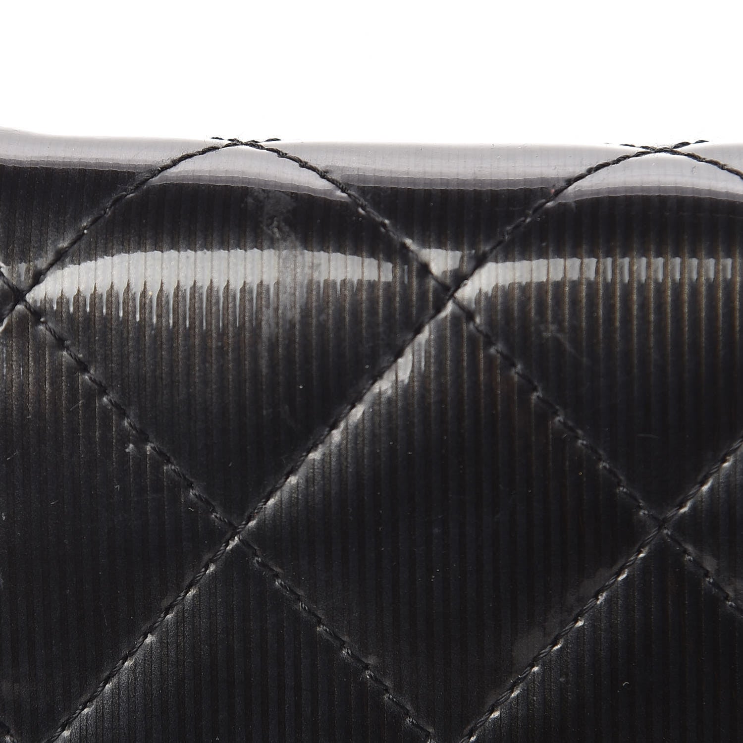 Chanel Striated Patent Quilted Wallet on Chain WOC Black 15 of 16