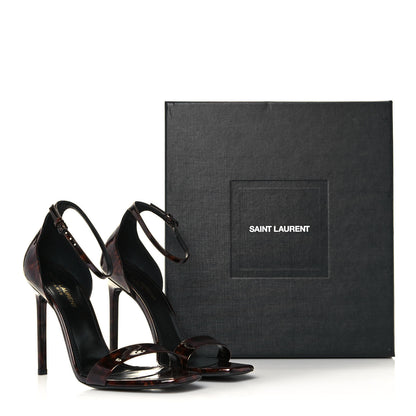 Saint Laurent Patent Calfskin Amber 105 Ankle Strap Sandals 38.5 Tortoiseshell 8 of 8