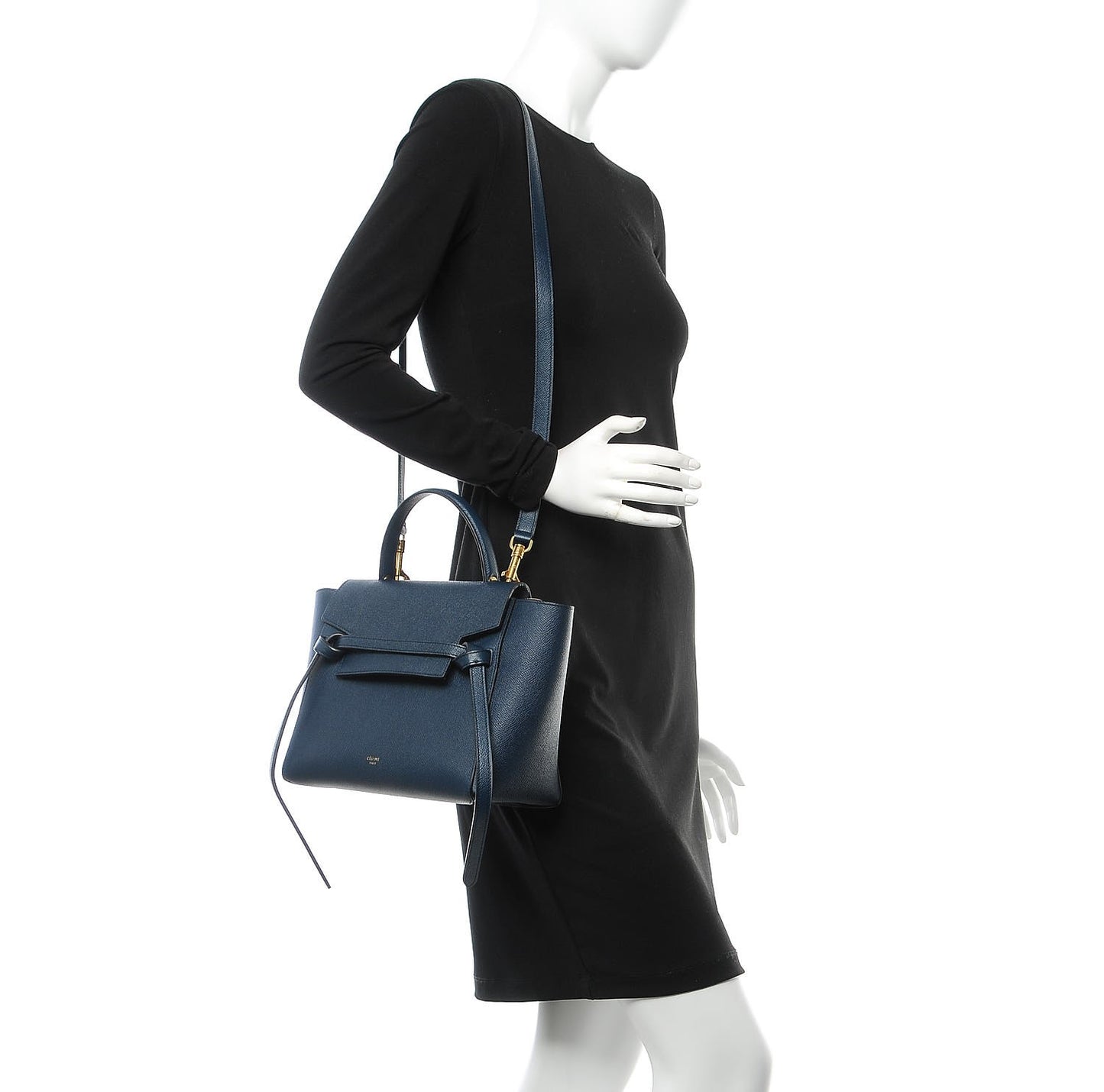 Baby Grained Calfskin Micro Belt Bag Steel Blue