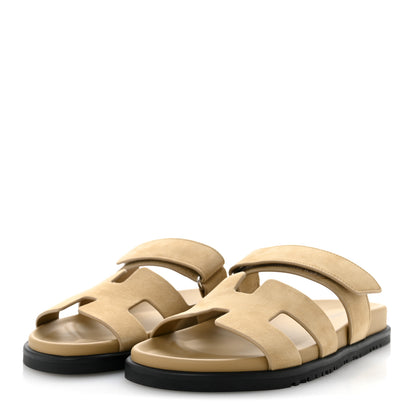 Hermes Suede Goatskin Womens Chypre Sandals 38 Beige Sable 4 of 10