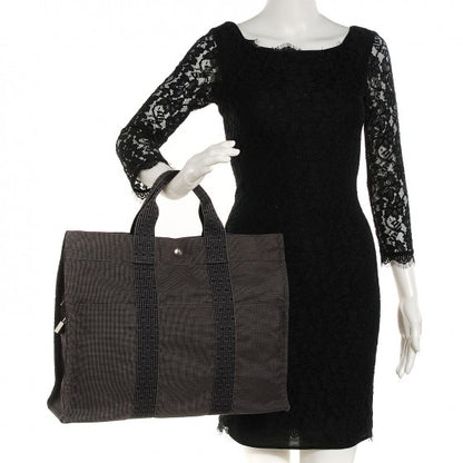Hermes Canvas Herline MM Tote Grey 2 of 26