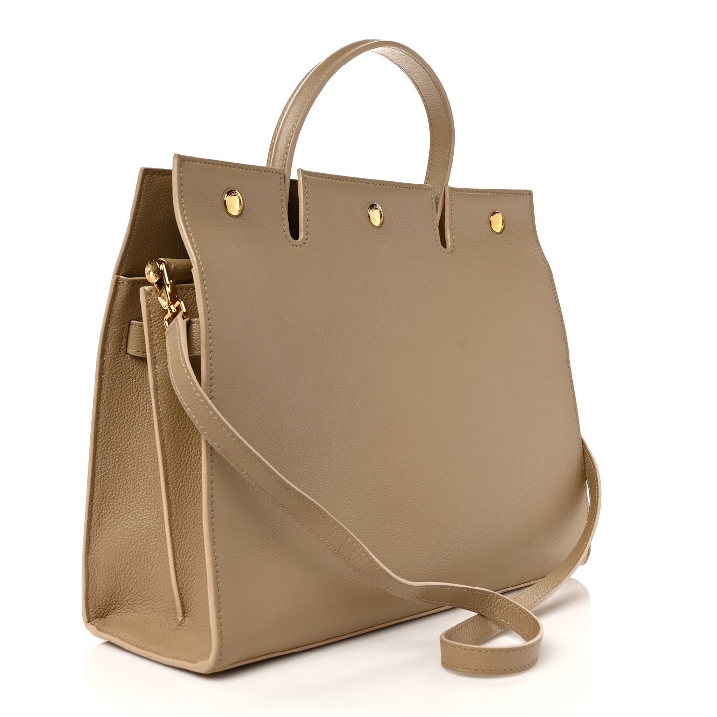 Grainy Calfskin Medium Title Bag Honey