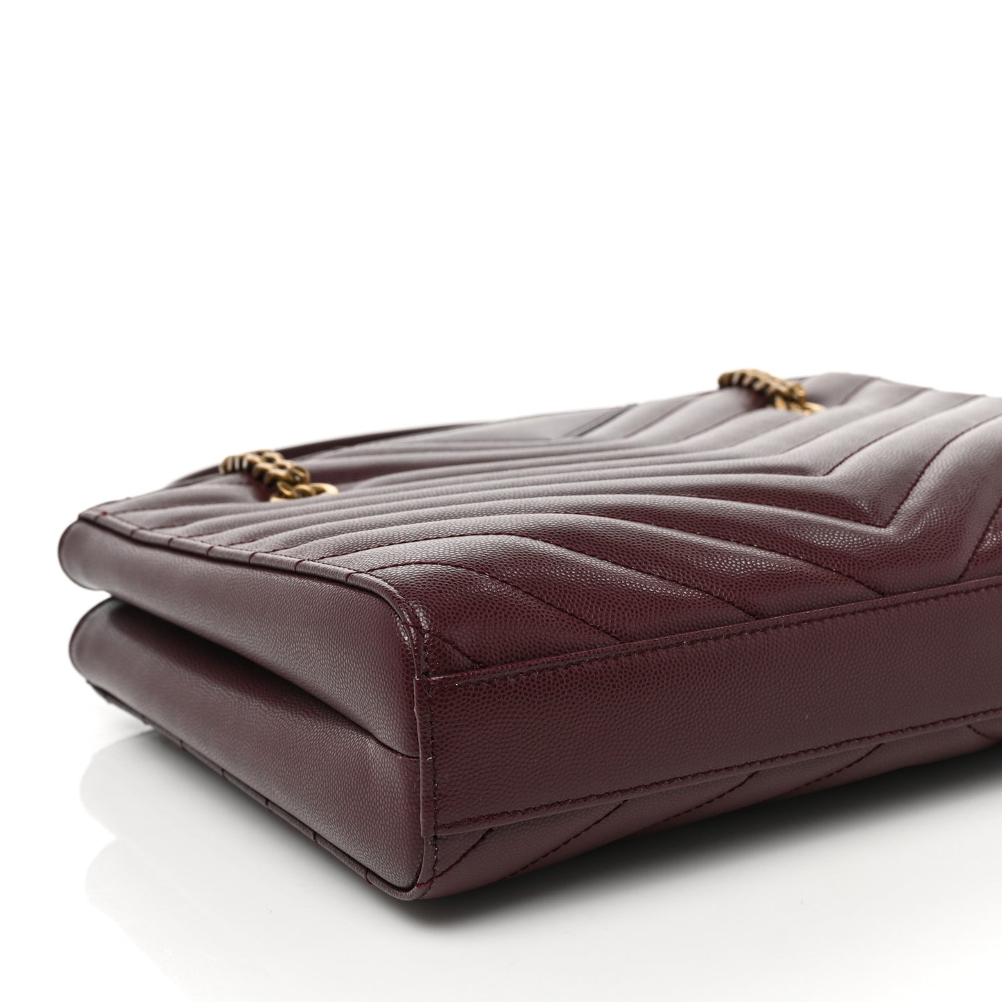 Grain de Poudre Matelasse Chevron Small Tribeca Shopping Bag Rouge Legoin