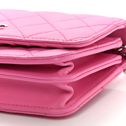 Chanel Lambskin Quilted Mini Wallet On Chain WOC Pink 18 of 18
