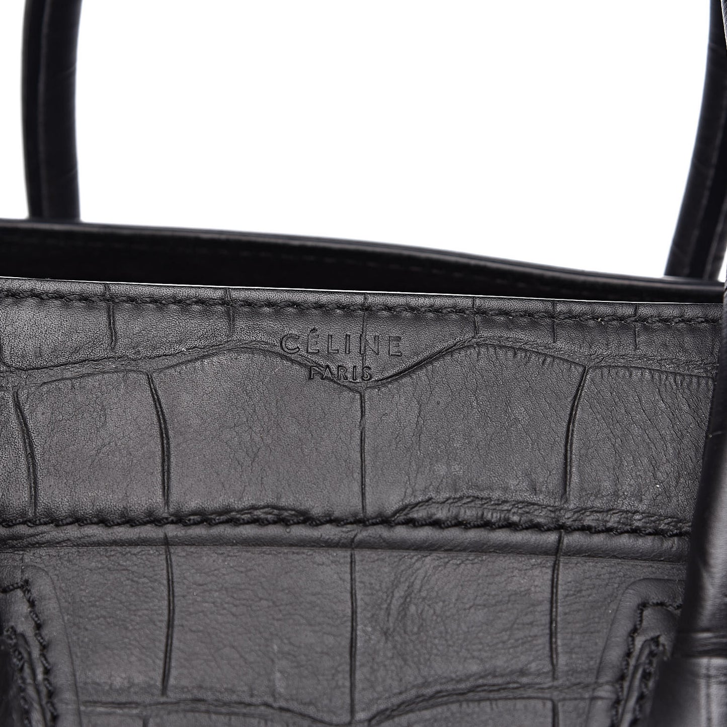 Crocodile Embossed Calfskin Medium Phantom Luggage Black