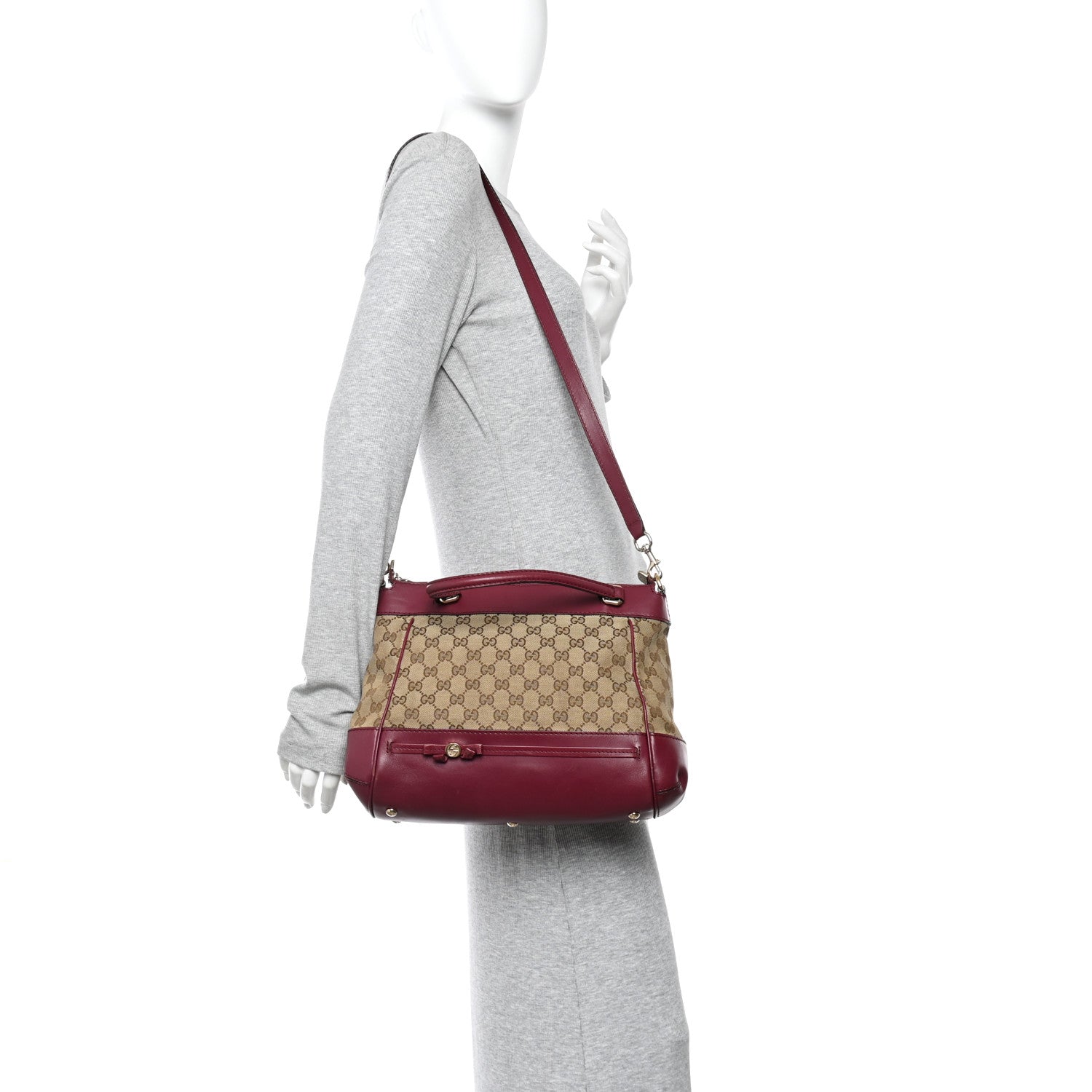 Gucci Monogram Web Mayfair Top Handle Satchel Beige Pink 2 of 11