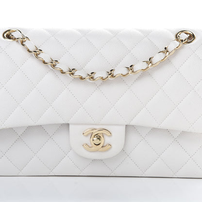 Chanel Caviar Quilted Medium Double Flap White 8 of 14