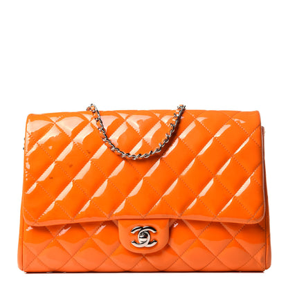 Chanel Patent Quilted Clutch with Chain Flap Orange 1 of 14