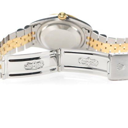 Rolex Stainless Steel 18K Yellow Gold Diamond 36mm Oyster Perpetual Datejust Watch Blue 16233 5 of 5